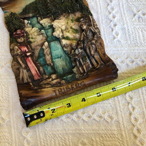 VTG 70s Triberg Germany 3‑D Resin Wall Plaque Waterfall Black Forest Folk Art - Picture 10 of 10